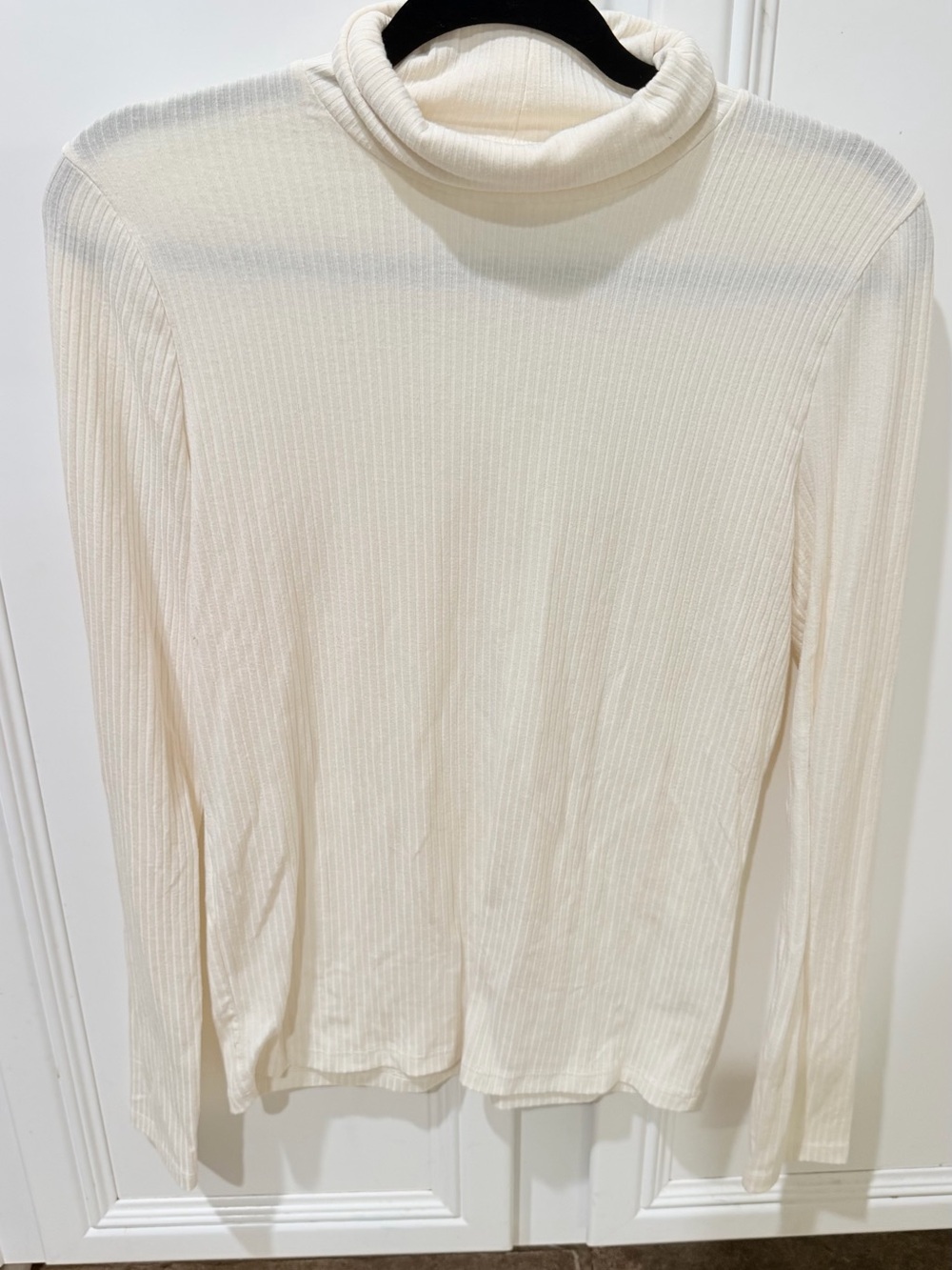 Madewell Cream Ribbed Turtleneck Long Sleeve Top